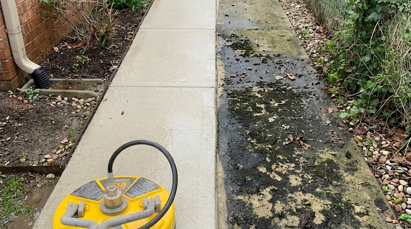 Before and after pressure washing result